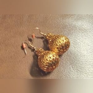 Goldtone Christmas Ball Earrings